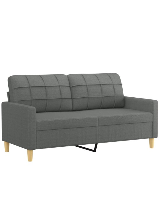 Dvivietė sofa su pagalvėlėmis, tamsiai pilka, 140cm, audinys