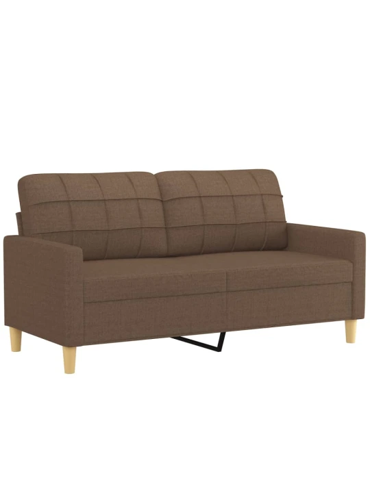 Dvivietė sofa su pagalvėlėmis, rudos spalvos, 140cm, audinys