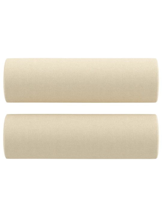 Trivietė sofa su pagalvėlėmis, kreminės spalvos, 180cm, audinys