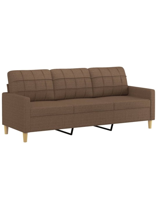 Trivietė sofa su pagalvėlėmis, rudos spalvos, 180cm, audinys