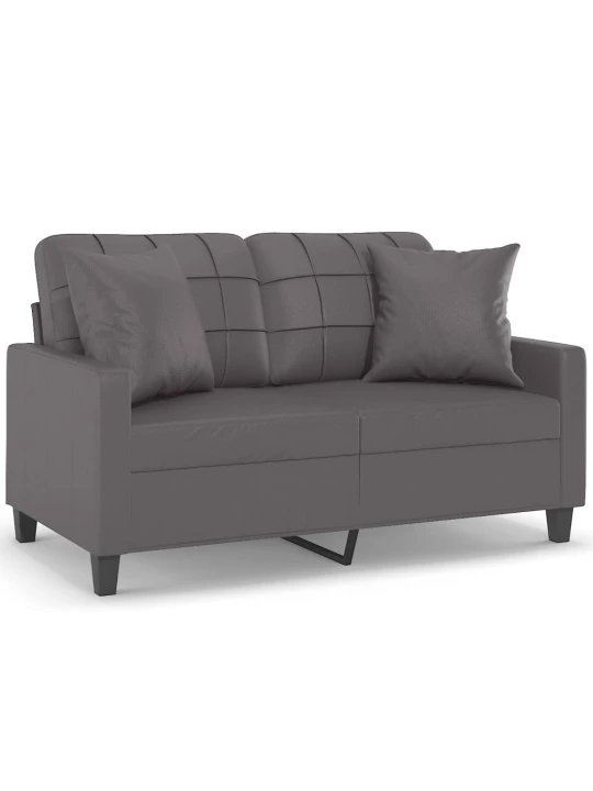 Dvivietė sofa su pagalvėlėmis, pilka, 120cm, dirbtinė oda