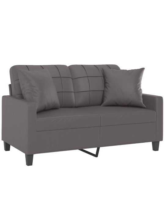 Dvivietė sofa su pagalvėlėmis, pilka, 120cm, dirbtinė oda