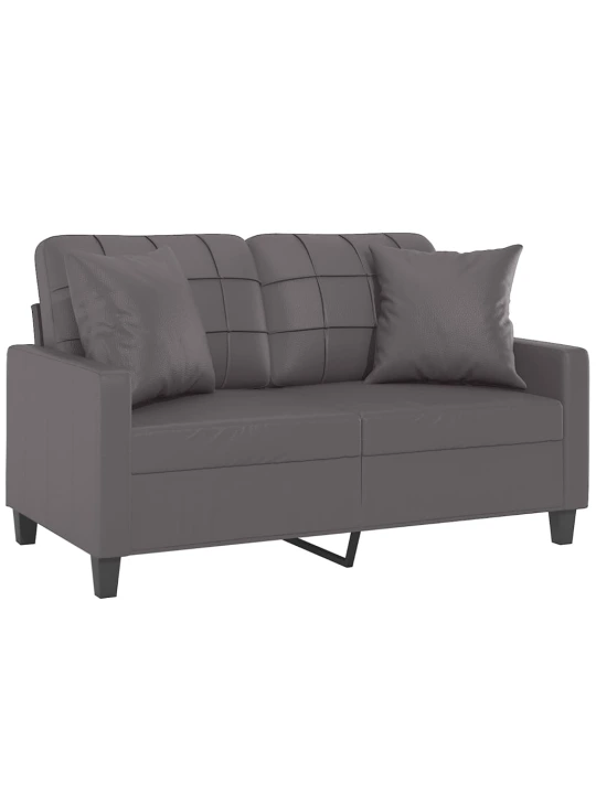 Dvivietė sofa su pagalvėlėmis, pilka, 120cm, dirbtinė oda