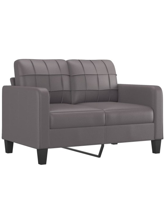 Dvivietė sofa su pagalvėlėmis, pilka, 120cm, dirbtinė oda