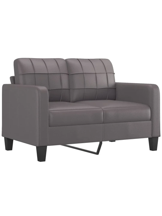 Dvivietė sofa su pagalvėlėmis, pilka, 120cm, dirbtinė oda
