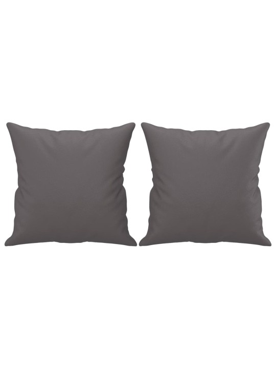 Trivietė sofa su pagalvėlėmis, pilka, 180cm, dirbtinė oda