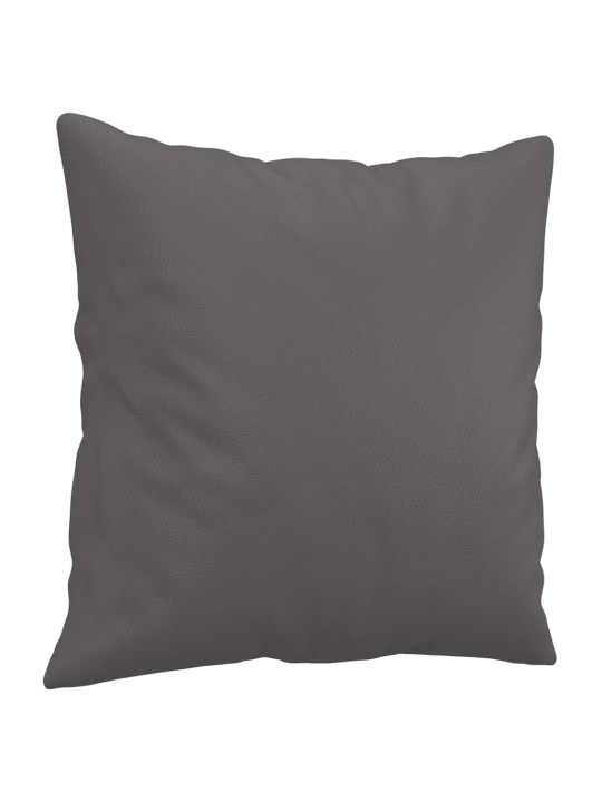 Trivietė sofa su pagalvėlėmis, pilka, 180cm, dirbtinė oda