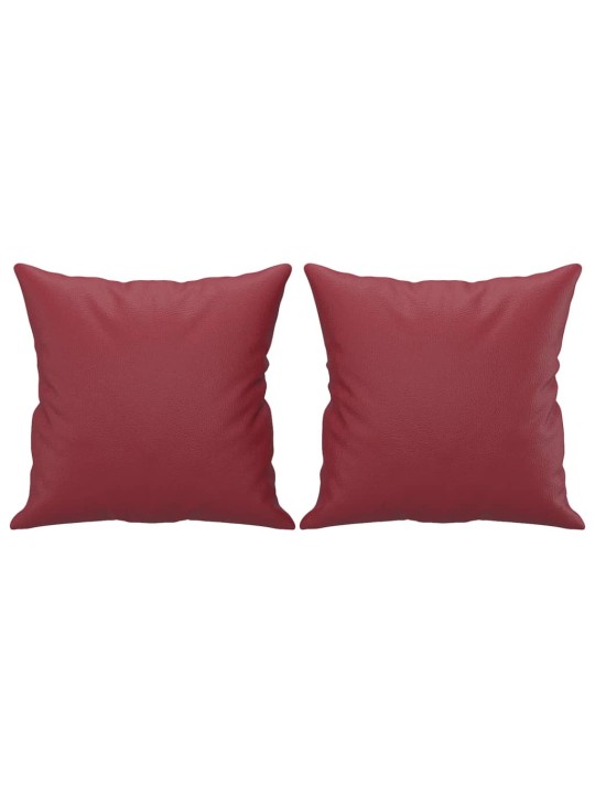 Trivietė sofa su pagalvėlėmis, vyno, 180cm, dirbtinė oda