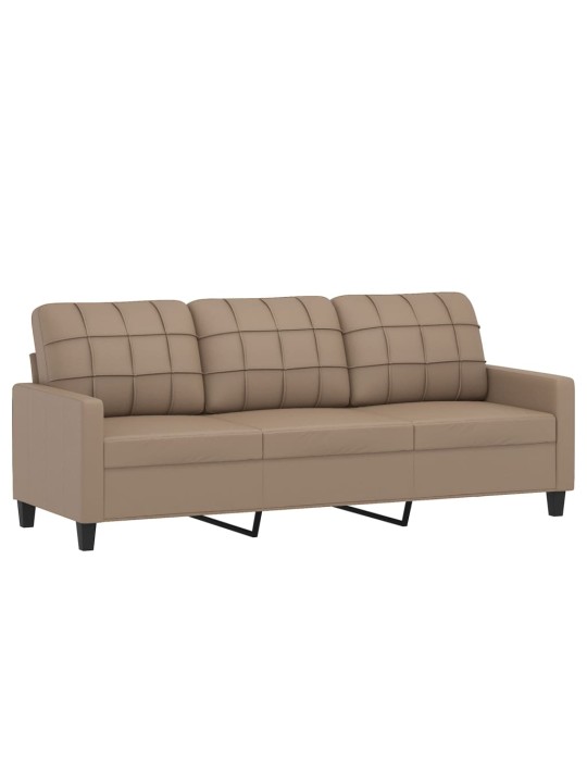 Trivietė sofa su pagalvėlėmis, kapučino, 180cm, dirbtinė oda