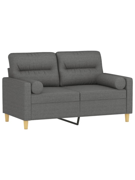 Dvivietė sofa su pagalvėlėmis, tamsiai pilka, 120cm, audinys