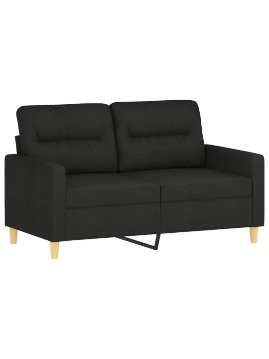 Dvivietė sofa su pagalvėlėmis, juodos spalvos, 120cm, audinys
