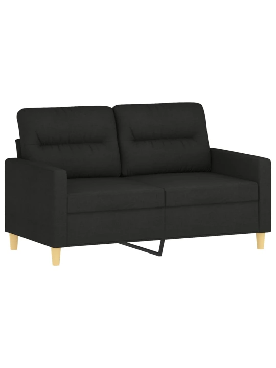 Dvivietė sofa su pagalvėlėmis, juodos spalvos, 120cm, audinys