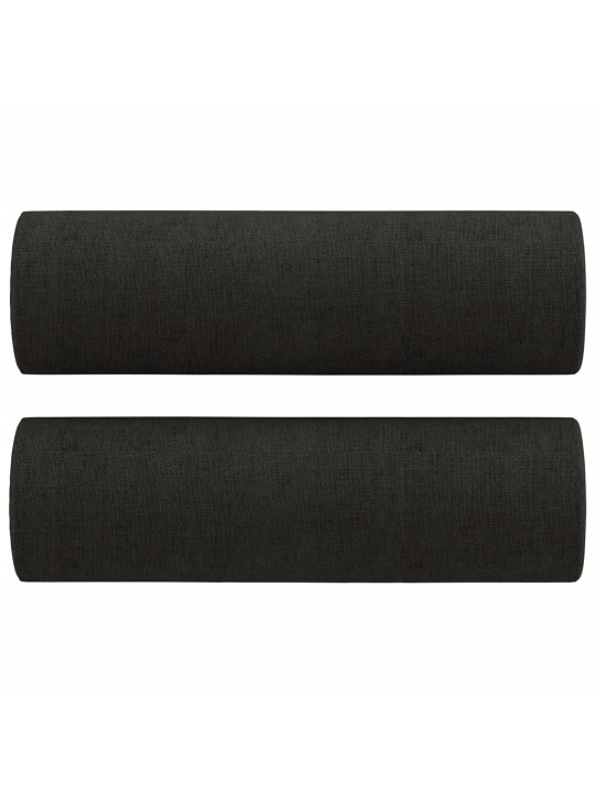 Dvivietė sofa su pagalvėlėmis, juodos spalvos, 120cm, audinys