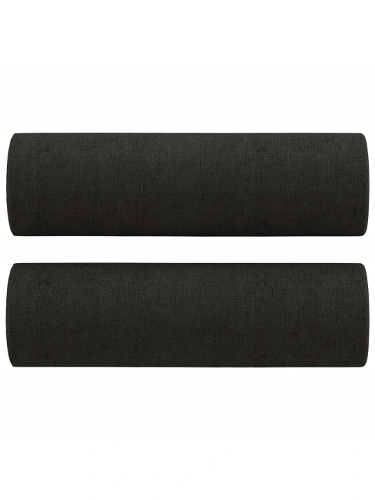 Dvivietė sofa su pagalvėlėmis, juodos spalvos, 120cm, audinys