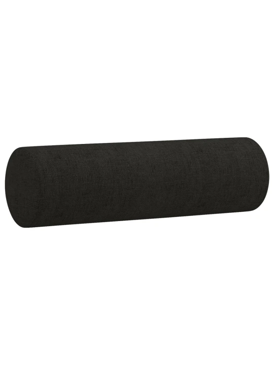 Dvivietė sofa su pagalvėlėmis, juodos spalvos, 120cm, audinys