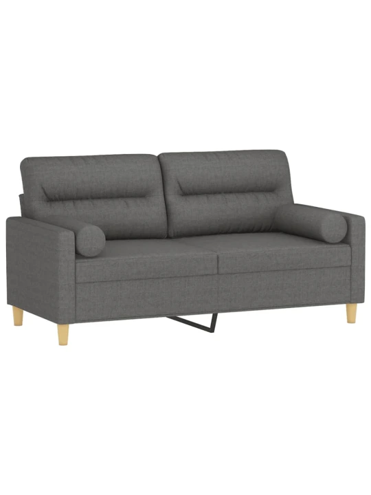 Dvivietė sofa su pagalvėlėmis, tamsiai pilka, 140cm, audinys