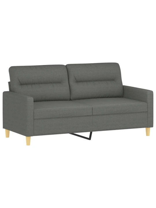 Dvivietė sofa su pagalvėlėmis, tamsiai pilka, 140cm, audinys