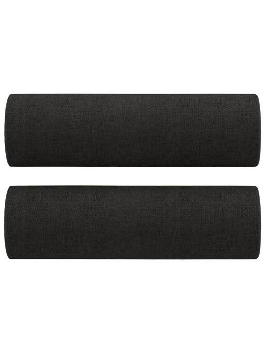 Trivietė sofa su pagalvėlėmis, juodos spalvos, 180cm, audinys