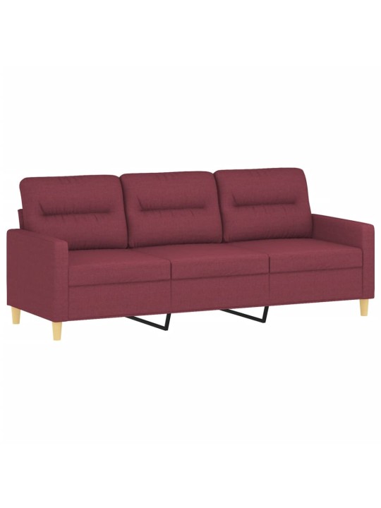 Trivietė sofa su pagalvėlėmis, raudonojo vyno, 180cm, audinys