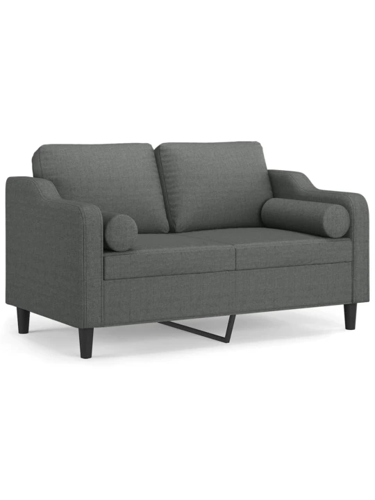 Dvivietė sofa su pagalvėlėmis, tamsiai pilka, 120cm, audinys