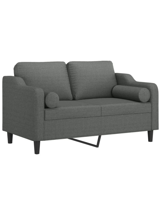 Dvivietė sofa su pagalvėlėmis, tamsiai pilka, 120cm, audinys