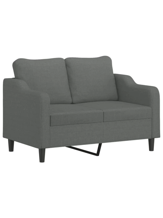 Dvivietė sofa su pagalvėlėmis, tamsiai pilka, 120cm, audinys