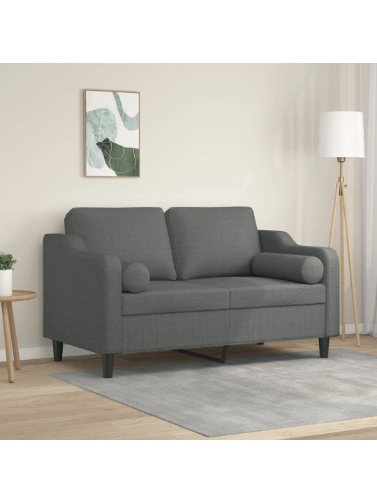 Dvivietė sofa su pagalvėlėmis, tamsiai pilka, 120cm, audinys