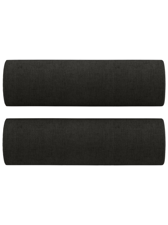 Trivietė sofa su pagalvėlėmis, juodos spalvos, 180cm, audinys