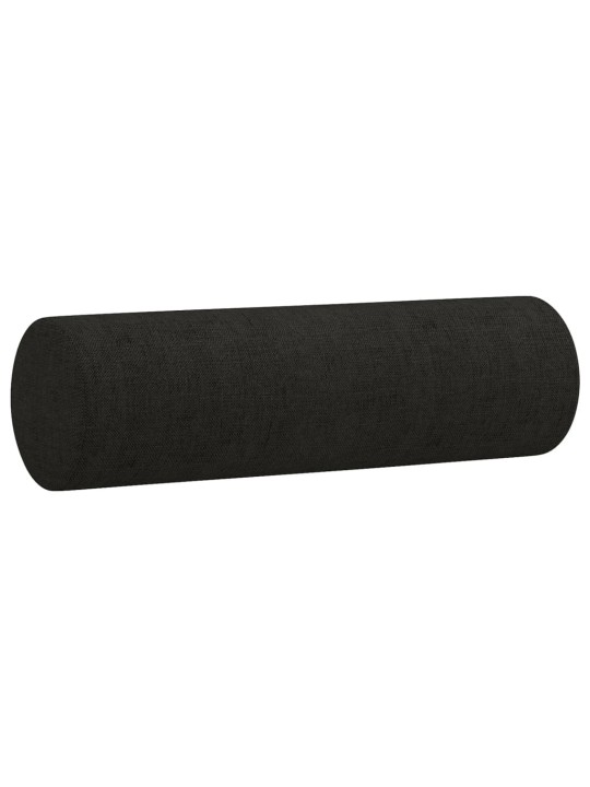 Trivietė sofa su pagalvėlėmis, juodos spalvos, 180cm, audinys