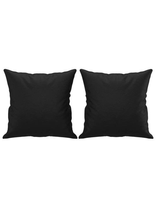 Dvivietė sofa su pagalvėlėmis, juoda, 120cm, dirbtinė oda