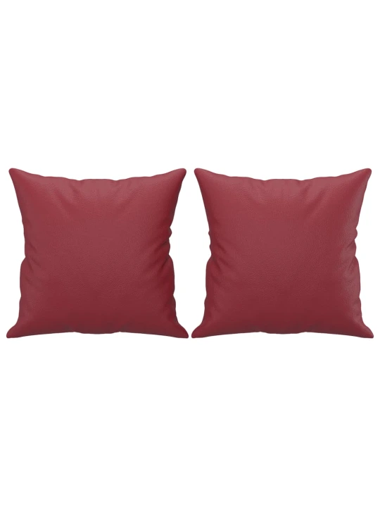 Dvivietė sofa su pagalvėlėmis, vyno, 140cm, dirbtinė oda