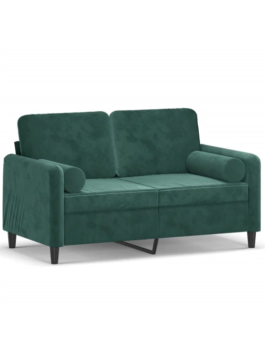 Dvivietė sofa su pagalvėlėmis, tamsiai žalia, 120cm, aksomas