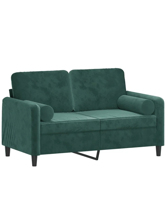 Dvivietė sofa su pagalvėlėmis, tamsiai žalia, 120cm, aksomas