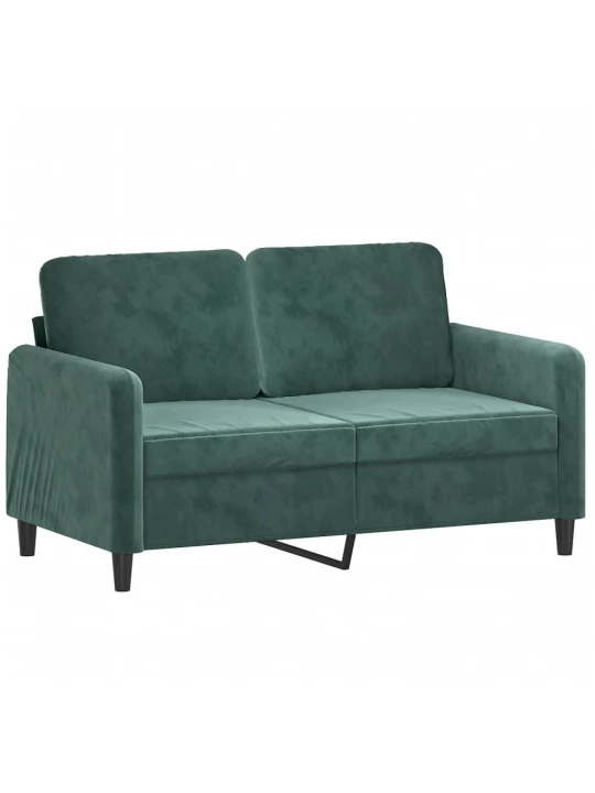 Dvivietė sofa su pagalvėlėmis, tamsiai žalia, 120cm, aksomas
