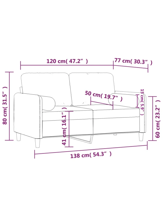 Dvivietė sofa su pagalvėlėmis, tamsiai žalia, 120cm, aksomas