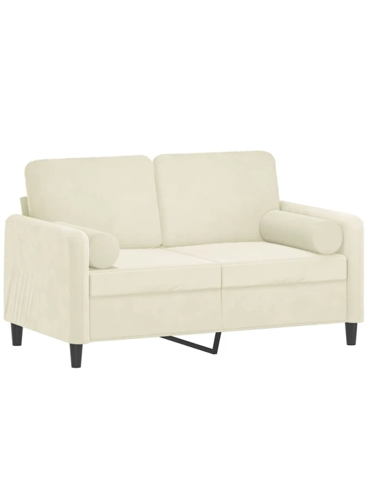 Dvivietė sofa su pagalvėlėmis, kreminės spalvos, 120cm, aksomas