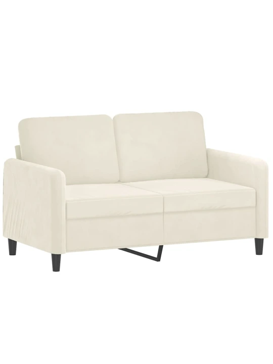 Dvivietė sofa su pagalvėlėmis, kreminės spalvos, 120cm, aksomas