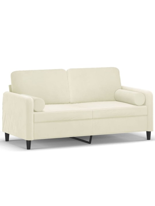 Dvivietė sofa su pagalvėlėmis, kreminės spalvos, 140cm, aksomas
