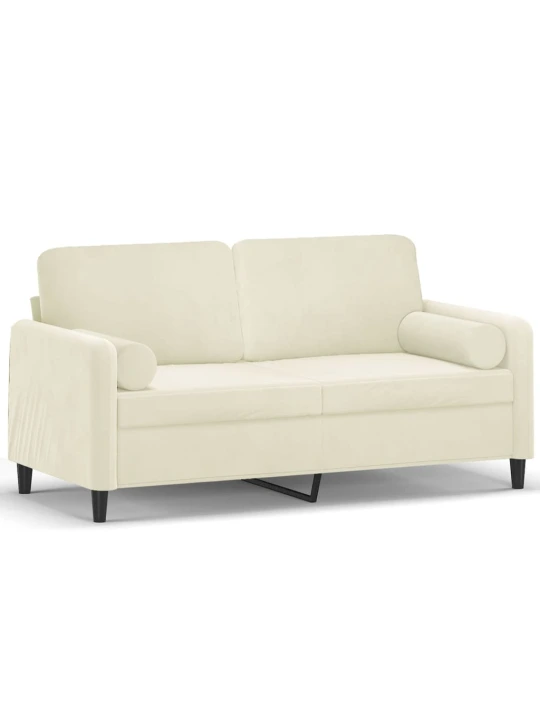 Dvivietė sofa su pagalvėlėmis, kreminės spalvos, 140cm, aksomas