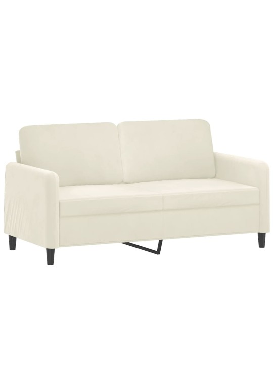 Dvivietė sofa su pagalvėlėmis, kreminės spalvos, 140cm, aksomas