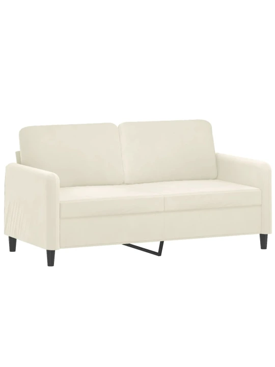 Dvivietė sofa su pagalvėlėmis, kreminės spalvos, 140cm, aksomas