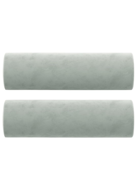 Trivietė sofa su pagalvėlėmis, šviesiai pilka, 180cm, aksomas