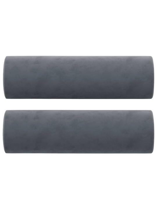Trivietė sofa su pagalvėlėmis, tamsiai pilka, 180cm, aksomas
