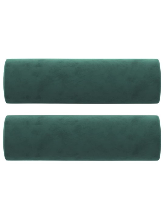 Trivietė sofa su pagalvėlėmis, tamsiai žalia, 180cm, aksomas