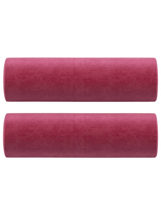 Trivietė sofa su pagalvėlėmis, raudonojo vyno, 180cm, aksomas