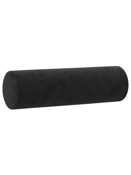 Trivietė sofa su pagalvėlėmis, juodos spalvos, 180cm, aksomas