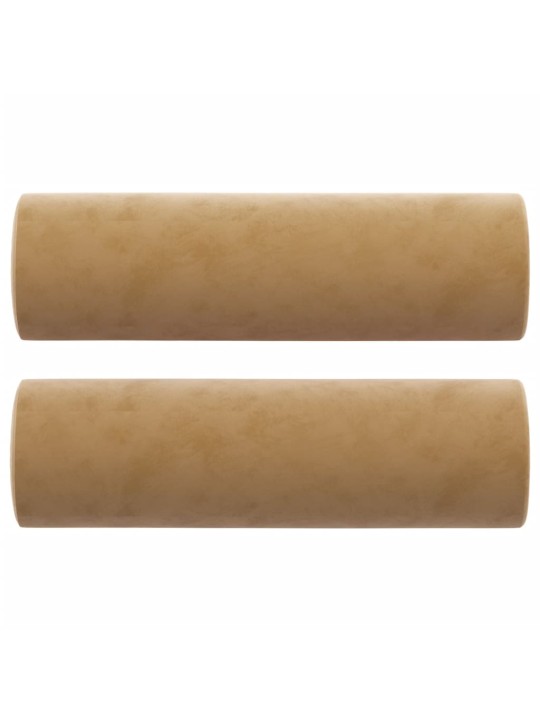 Trivietė sofa su pagalvėlėmis, rudos spalvos, 180cm, aksomas