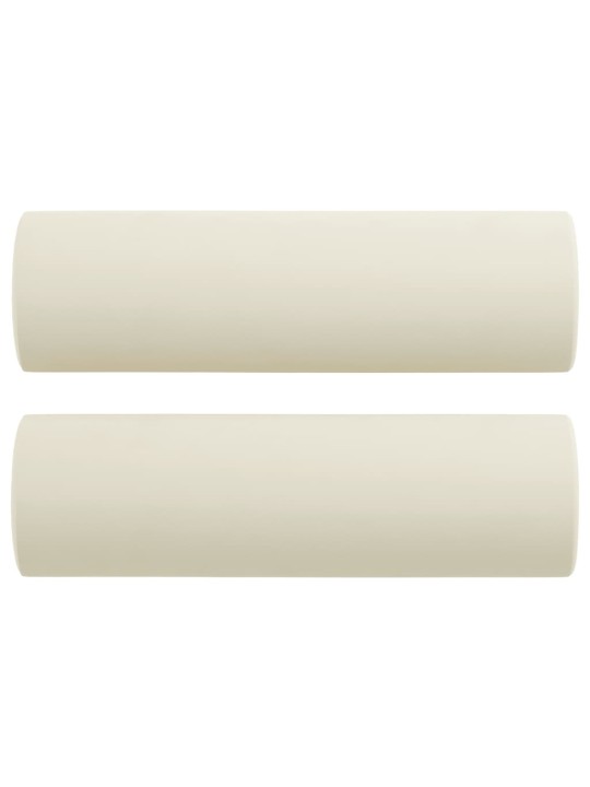 Trivietė sofa su pagalvėlėmis, kreminės spalvos, 180cm, aksomas