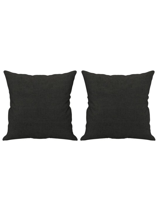 Trivietė sofa su pagalvėlėmis, juodos spalvos, 180cm, audinys