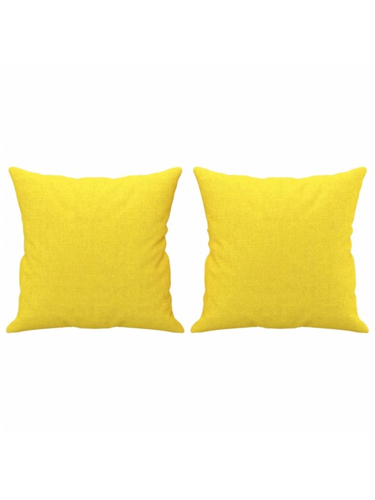 Trivietė sofa su pagalvėlėmis, šviesiai geltona, 180cm, audinys